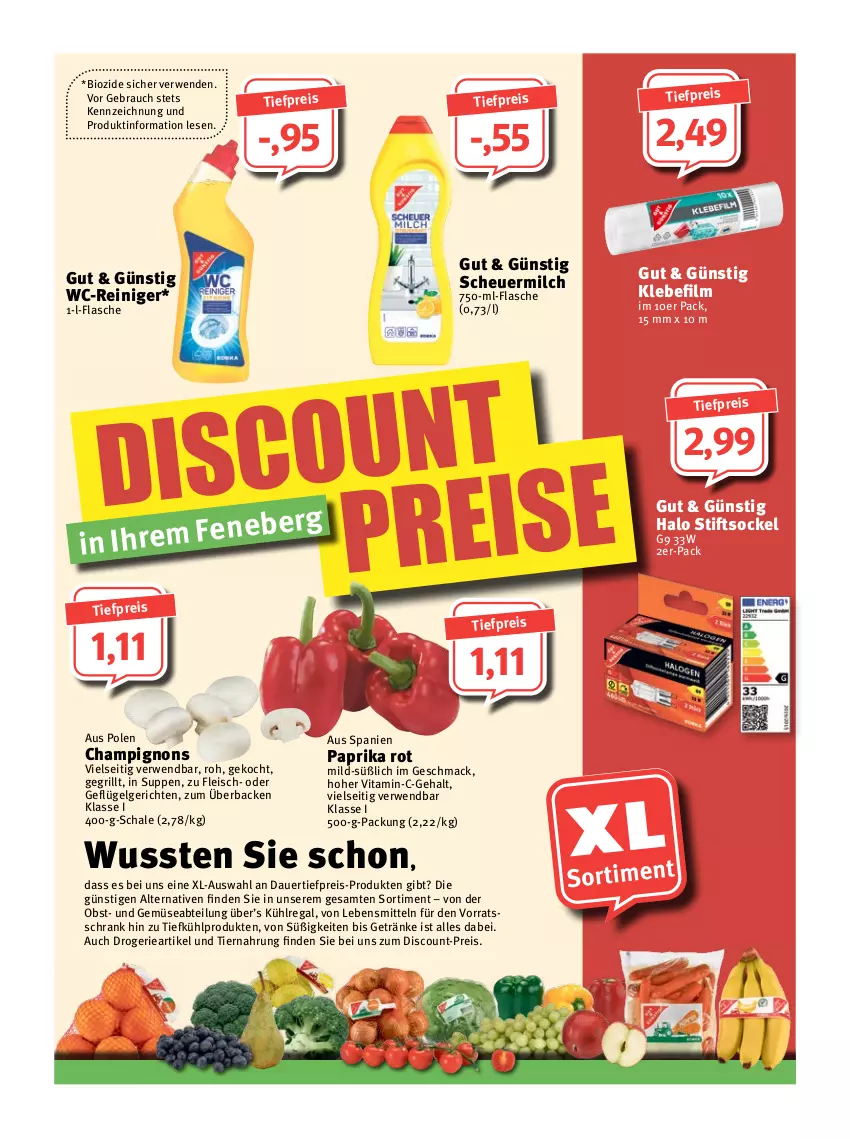 Aktueller Prospekt Feneberg - Prospekte - von 24.02 bis 26.02.2022 - strona 13 - produkty: Abtei, auer, bio, champignon, champignons, dauertiefpreis, discount, eis, flasche, fleisch, Geflügel, getränk, getränke, grill, Heu, kühlregal, lebensmittel, LG, mac, milch, obst, paprika, paprika rot, Rauch, regal, reiniger, reis, rwe, Schal, Schale, scheuermilch, Schrank, suppe, suppen, Ti, tiefpreis, tiernahrung, und gemüse, vita, vorratsschrank, wc-reiniger