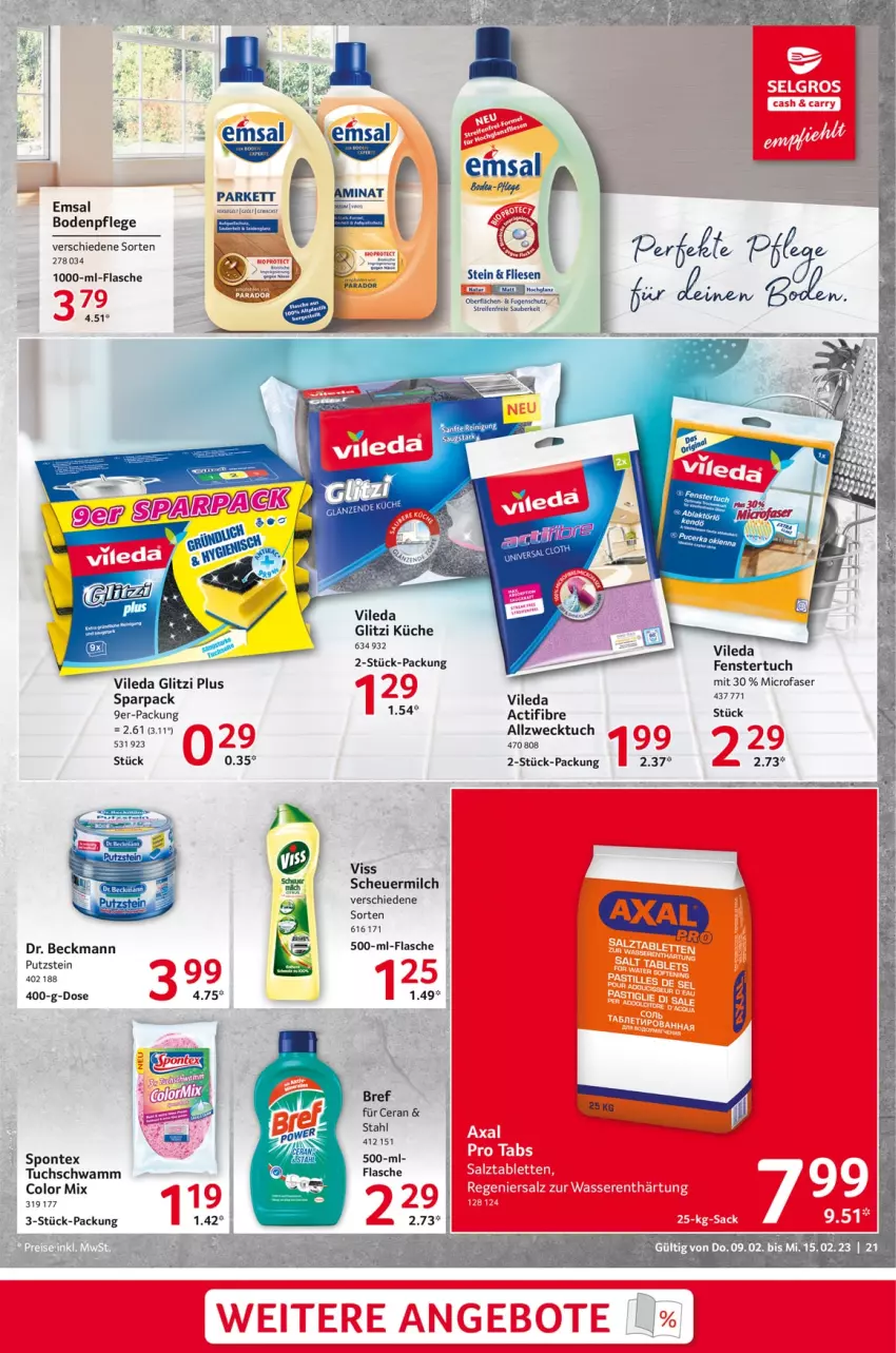 Aktueller Prospekt Selgros - Food - von 09.02 bis 15.02.2023 - strona 21 - produkty: Dr. Beckmann, emsa, fenster, flasche, Heu, küche, mac, milch, natur, reifen, Reinigung, scheuermilch, schwamm, spontex, Ti, tuc, vileda, weck