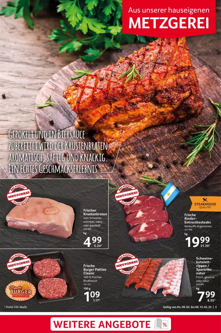 Aktueller Prospekt Selgros - Food - von 09.02 bis 15.02.2023 - strona 3 - produkty: angebot, angebote, burger, eis, fleisch, kotelett, LG, natur, rind, rindfleisch, schinken, schwein, schweine, spareribs, steak, steaks, Ti, wein, weine