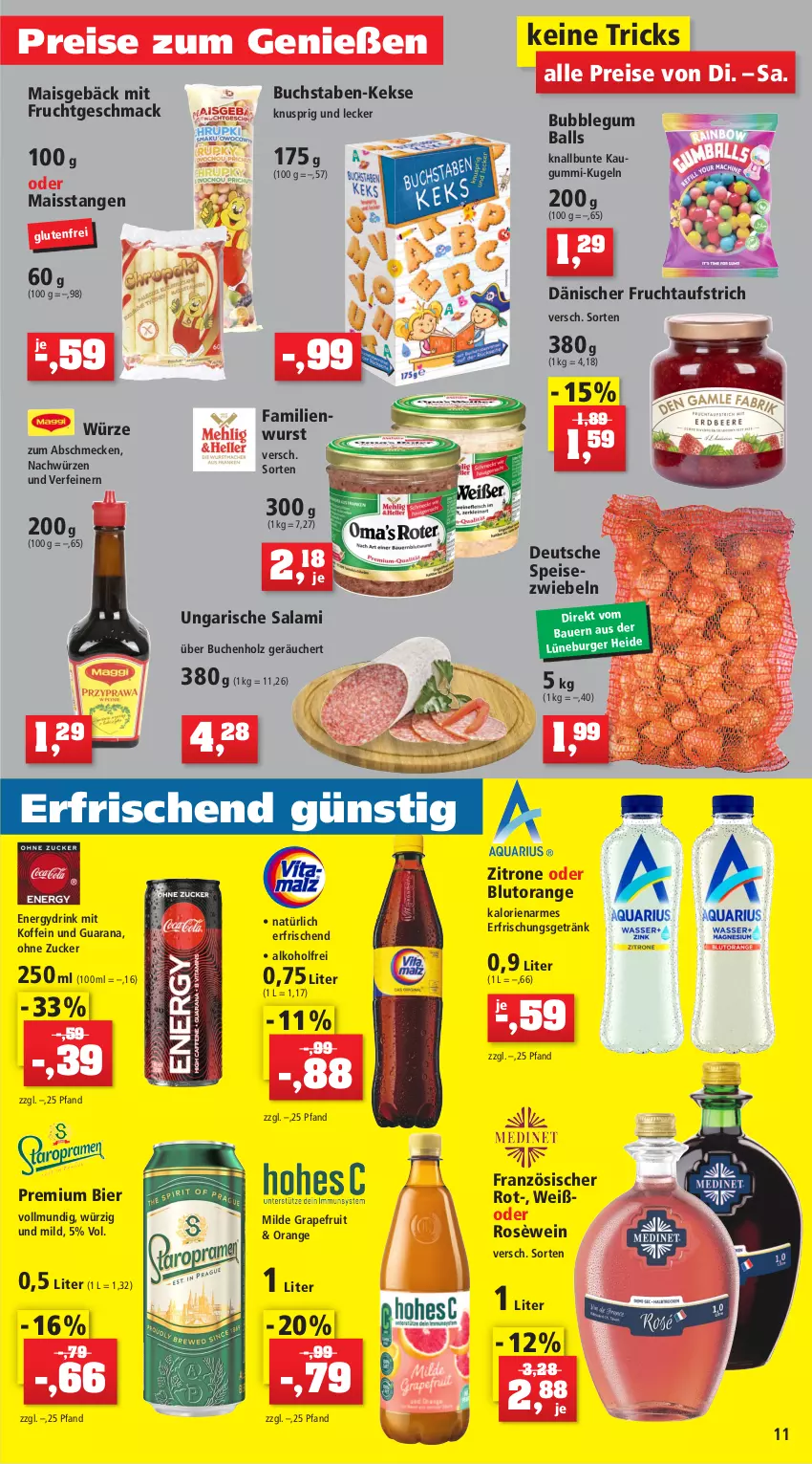 Aktueller Prospekt Thomas Philipps - Prospektwerbung - von 15.04 bis 23.04.2022 - strona 11 - produkty: alkohol, aqua, auer, aufstrich, ball, Bau, Bauer, bier, bio, Blutorange, buch, bügel, burger, bürste, bürsten, creme, drink, duschgel, eis, elle, erfrischungsgetränk, FFP2, Fleckenentferner, frucht, fruchtaufstrich, Gesichtsmaske, getränk, gin, grapefruit, Holz, kaugummi, keks, kekse, Kugel, mac, mais, mandel, Maske, milch, mit frucht, mizellen, orange, Rana, rasiergel, reiniger, reis, salami, Seife, shampoo, spartipp, Speisezwiebeln, spülmaschinen, spülmaschinentabs, spülmittel, spülung, Tagespflege, Ti, top-preis, Ungarische Salami, wasser, wein, wurst, zahnbürste, zahnbürsten, zahncreme, zitrone, zucker, zwiebel, zwiebeln