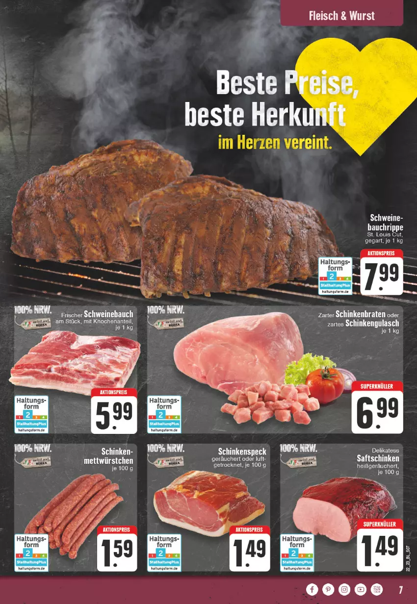 Aktueller Prospekt Edeka - Angebote der Woche - von 29.05 bis 03.06.2023 - strona 7 - produkty: aktionspreis, Bau, braten, eis, fleisch, gulasch, reis, saft, saftschinken, schinken, schinkenbraten, schinkenspeck, Speck, tee, Ti, wurst