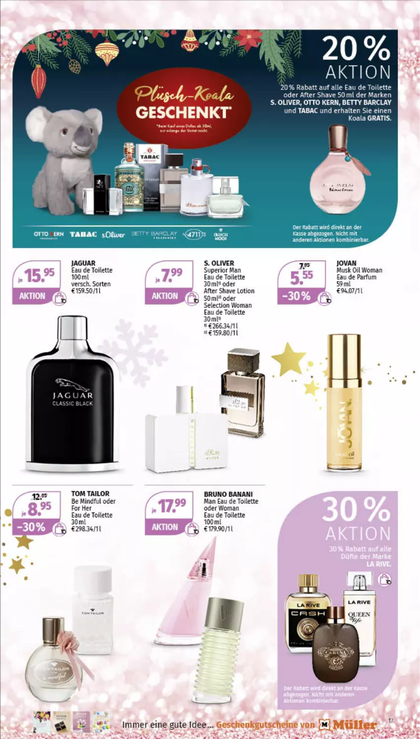 Aktueller Prospekt Mueller - Parfümerie Angebote - von 14.11 bis 26.11.2022 - strona 17 - produkty: after shave, bruno banani, Eau de parfum, eau de toilette, eau de toilette 30 ml, Jaguar, lack, Lotion, olive, parfum, S. Oliver, tee, Ti, tom tailor