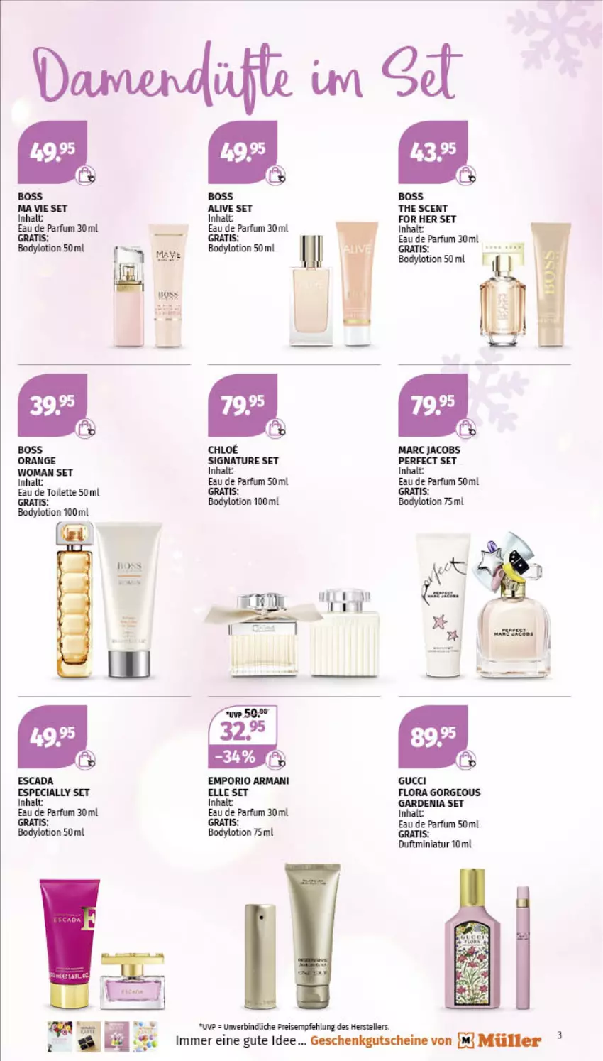 Aktueller Prospekt Mueller - Parfümerie Angebote - von 14.11 bis 26.11.2022 - strona 3 - produkty: body, bodylotion, chloe, Eau de parfum, eis, elle, Emporio Armani, gutschein, gutscheine, Lotion, Müller, natur, parfum, reis, teller, Ti