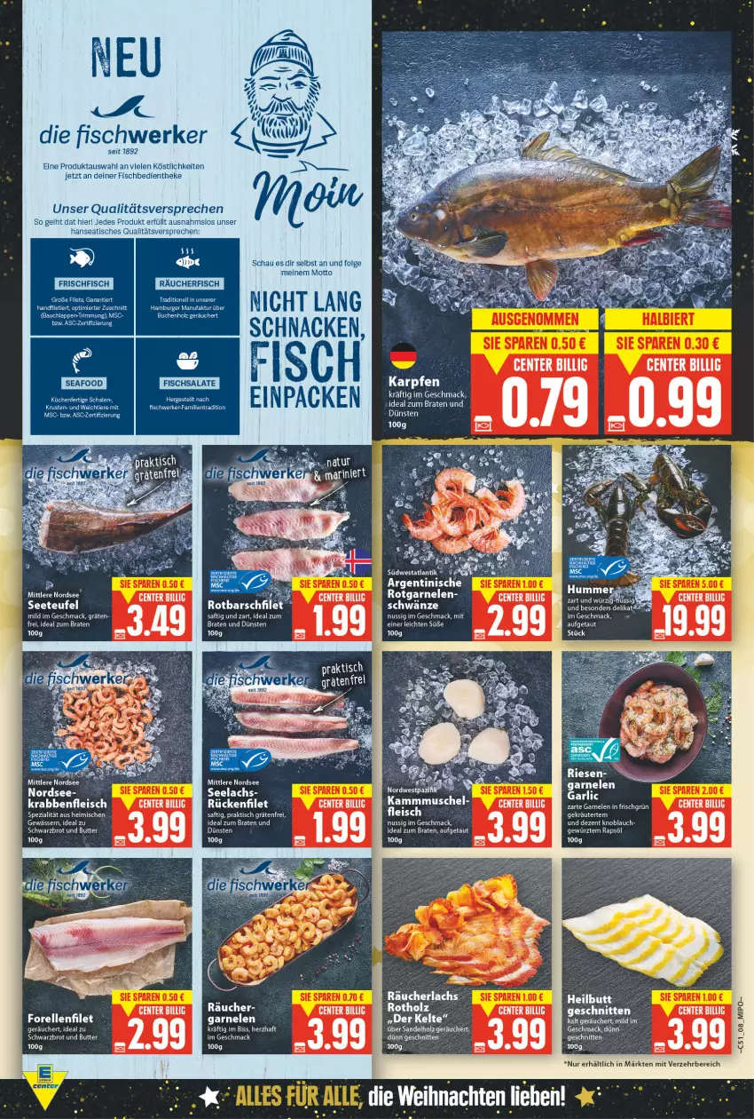 Aktueller Prospekt E Center - Angebote der Woche - von 20.12 bis 25.12.2021 - strona 8 - produkty: bett, Betten, braten, brot, buch, burger, butter, eis, ente, Faktu, filet, fisch, fleisch, frischfisch, garnelen, gewürz, hamburger, Holz, ideal zum braten, knoblauch, kräuter, lachs, LG, mac, Nordsee, nuss, rapsöl, Räucherlachs, Rotbarsch, rotbarschfilet, saft, Schwarzbrot, Spezi, Ti, Tiere, tisch, ZTE