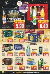 Gazetka promocyjna E Center - Angebote der Woche - Gazetka - ważna od 25.12 do 25.12.2021 - strona 16 - produkty: alkohol, Alwa, bier, bierspezialitäten, budweiser, bügel, bügelflasche, burger, coca-cola, cola, deutschlandcard, drink, eis, elle, fanta, fanta oder, fanta oder sprite, flasche, flensburger, franziskaner, frucht, glasflasche, grevensteiner, krombache, krombacher, limette, Mett, mineralwasser, monster, Monster Energy, Nektar, oder sprite, pils, pilsener, säfte, san pellegrino, Spaten, Spezi, sprite, steiner, Ti, veltins, veltins pilsener, wasser, weissbier, zitrone