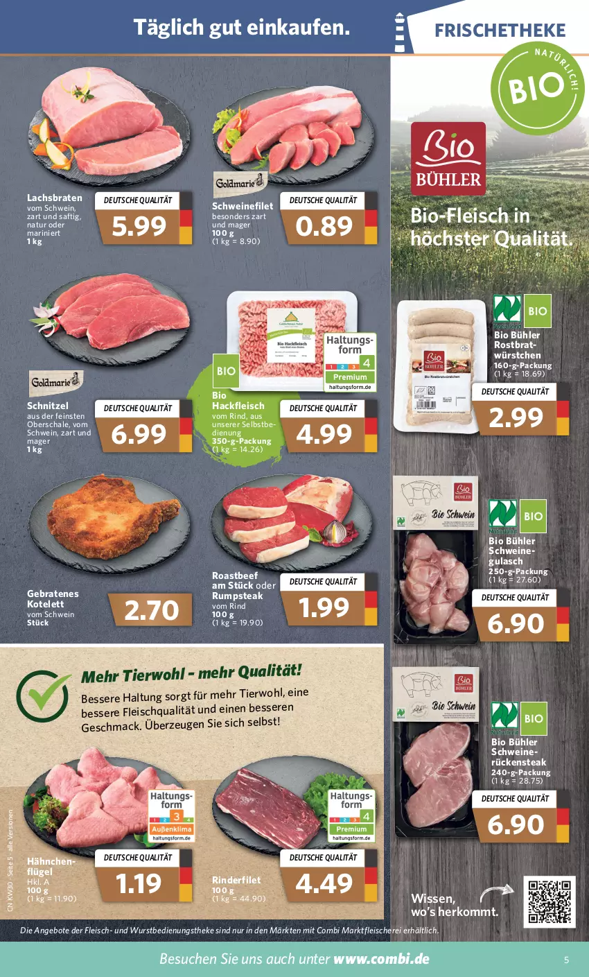 Aktueller Prospekt Combi - Prospekte - von 25.07 bis 30.07.2022 - strona 5 - produkty: angebot, angebote, beef, bio, braten, eis, filet, fleisch, Fleischerei, gulasch, hackfleisch, kotelett, lachs, Lachsbraten, mac, natur, oder rumpsteak, rind, rinder, rinderfilet, roastbeef, Rückensteak, rum, rumpsteak, saft, Schal, Schale, Schere, schnitzel, schwein, schweine, schweinefilet, steak, Ti, wein, weine, wurst, würstchen