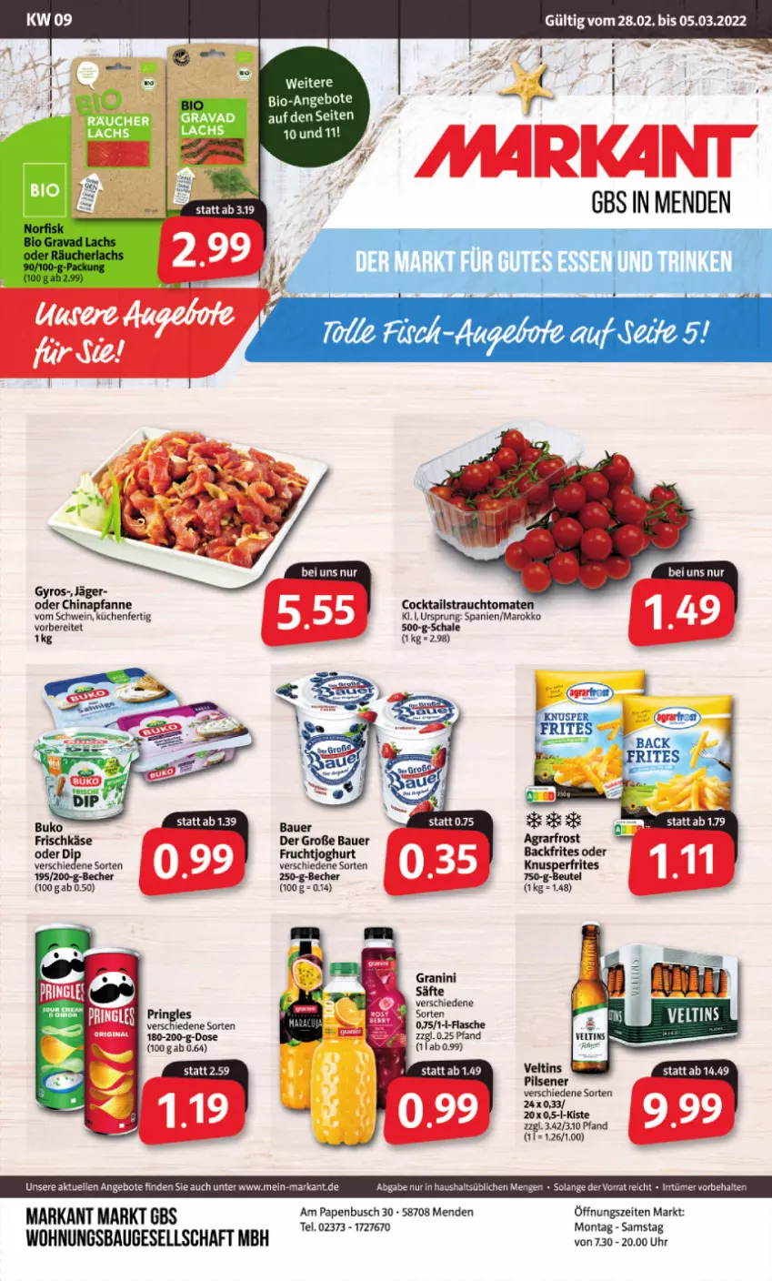 Aktueller Prospekt Markant - Prospekte - von 28.02 bis 05.03.2022 - strona 1 - produkty: angebot, angebote, auer, Bau, Bauer, Becher, elle, flasche, frucht, fruchtjoghurt, granini, joghur, joghurt, küche, Küchen, pfanne, säfte, Schal, Schale, schwein, Ti, Tiere, uhr, wein