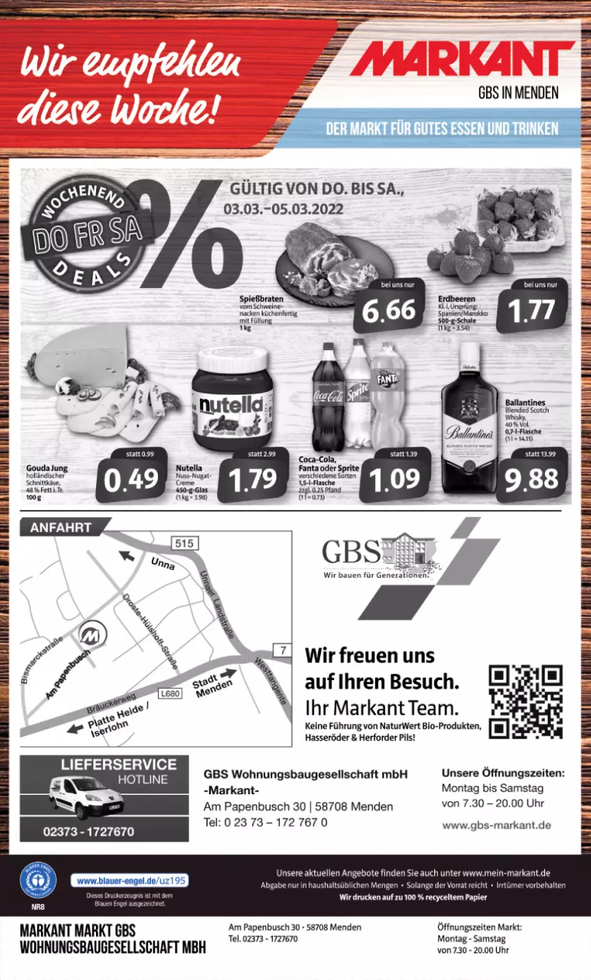 Aktueller Prospekt Markant - Prospekte - von 28.02 bis 05.03.2022 - strona 16 - produkty: angebot, angebote, Bau, bio, elle, fanta, fanta oder, fanta oder sprite, flasche, gouda, hasseröder, küche, Küchen, lieferservice, natur, oder sprite, papier, pils, rwe, schwein, schweine, sprite, Ti, uhr, wein, weine