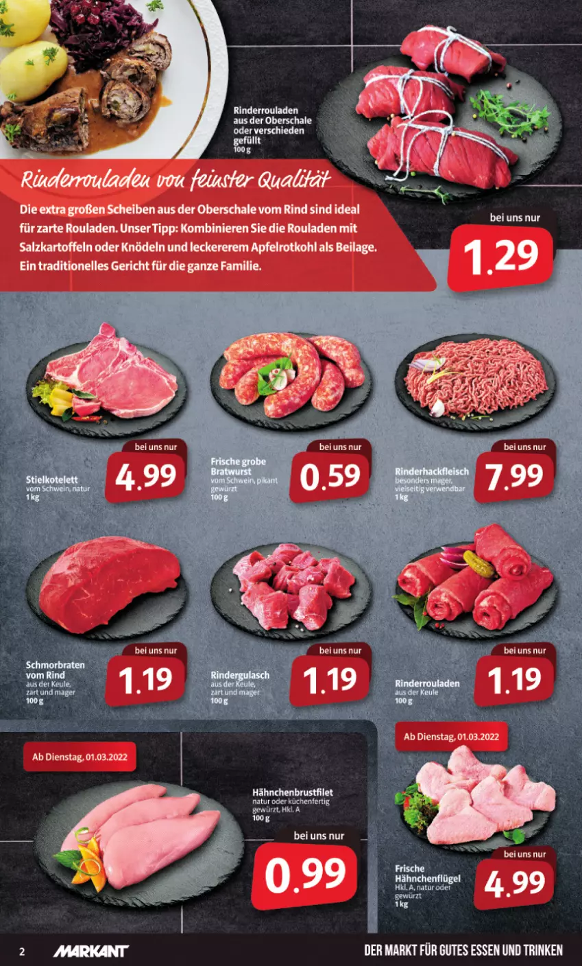 Aktueller Prospekt Markant - Prospekte - von 28.02 bis 05.03.2022 - strona 2 - produkty: brustfilet, ente, filet, gutes essen, hähnchenbrust, hähnchenbrustfilet, hähnchenflügel, LG, rind, rinder, Rinderroulade, rinderrouladen, rouladen, tee