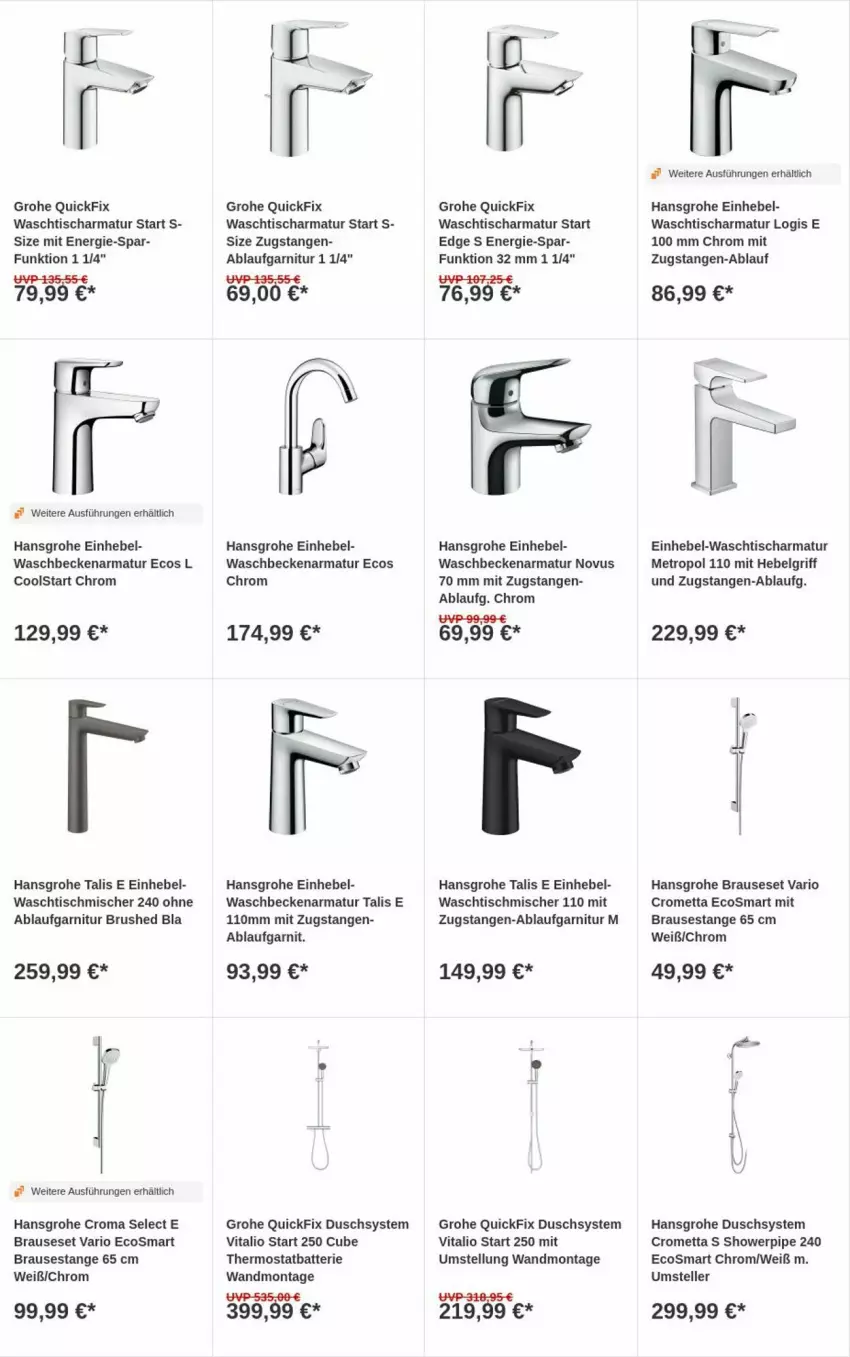 Aktueller Prospekt Obi - Prospekte - von 17.12 bis 25.12.2024 - strona 2 - produkty: armatur, batterie, brause, elle, garnitur, grohe, hansgrohe, LG, Metro, Mett, teller, thermostat, Ti, tisch, vita, waschbecken, waschtisch, waschtischarmatur