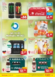 Gazetka promocyjna Netto Marken-Discount - Filial-Angebote - Gazetka - ważna od 13.08 do 13.08.2022 - strona 19 - produkty: Alwa, angebot, bestpreis, coca-cola, cola, drink, eis, elle, energy drink, grapefruit, mineralwasser, monster, natur, reis, rel, rwe, schöfferhofer, Spaten, tequila, Ti, veltins, wasser, ZTE
