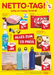 Gazetka promocyjna Netto Marken-Discount - Filial-Angebote - Gazetka - ważna od 13.08 do 13.08.2022 - strona 39 - produkty: angebot, bestpreis, eis, flasche, getränk, getränke, langnese, magnum, nestlé, reis, schwein, schweine, Ti, trinkflasche, vernel, weichspüler, wein, weine, ZTE