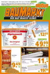 Gazetka promocyjna  - Prospekt für Globus Baumarkt  Achern - Gazetka - ważna od 21.01 do 21.01.2023 - strona 1 - produkty: alpina, Alpinaweiß, Bau, Brei, brie, eimer, elle, Heu, Holz, lamm, latte, Leuchte, Pellets, Roller, sac, Spezi, Ti, wasser