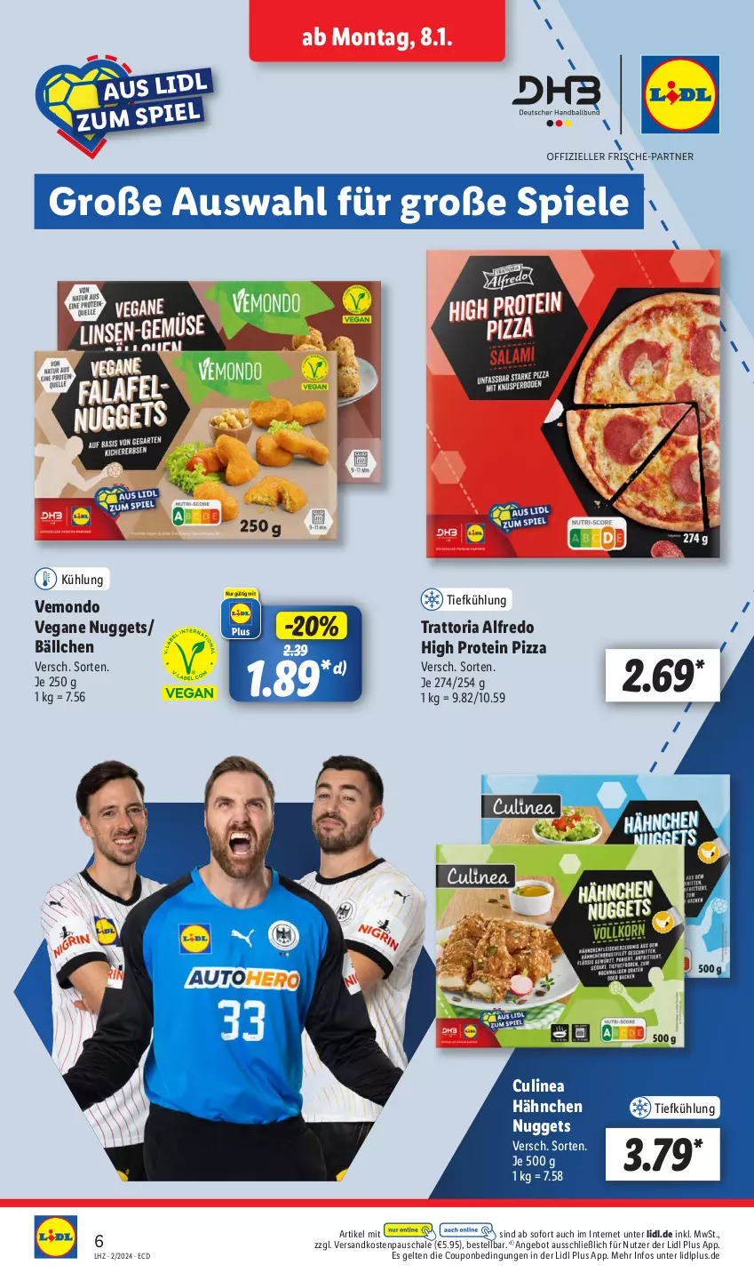 Aktueller Prospekt Lidl - Aktionsprospekt - von 08.01 bis 13.01.2024 - strona 8 - produkty: angebot, coupon, ndk, nuggets, pizza, Ria, Schal, Schale, Spiele, Ti