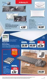 Gazetka promocyjna Lidl - Aktionsprospekt - Gazetka - ważna od 13.01 do 13.01.2024 - strona 23 - produkty: Bau, baumwolle, bett, decke, eis, elle, kissen, Kissenbezug, koffer, Liege, matratze, matratzen, Matratzentopper, mikrofaser, reine baumwolle, reis, Ria, ring, rwe, spannbettlaken, Tasche, Ti, topper, und matratze, weck, wolle, ZTE