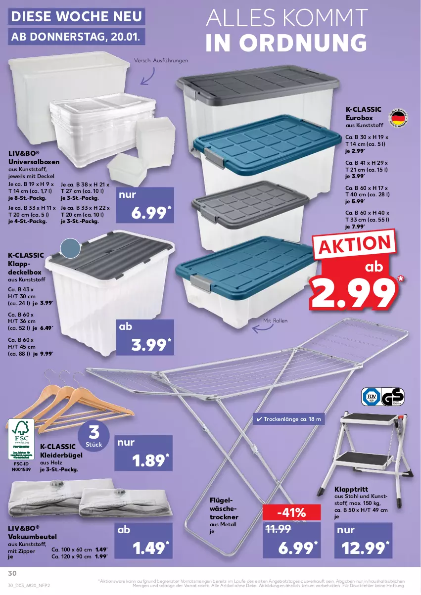 Aktueller Prospekt Kaufland - von 20.01 bis 26.01.2022 - strona 30 - produkty: angebot, beutel, bügel, decke, Deckel, Holz, klapptritt, kleid, kleider, kleiderbügel, Ti, Trockner, Vakuumbeutel, wäschetrockner, zipper, ZTE