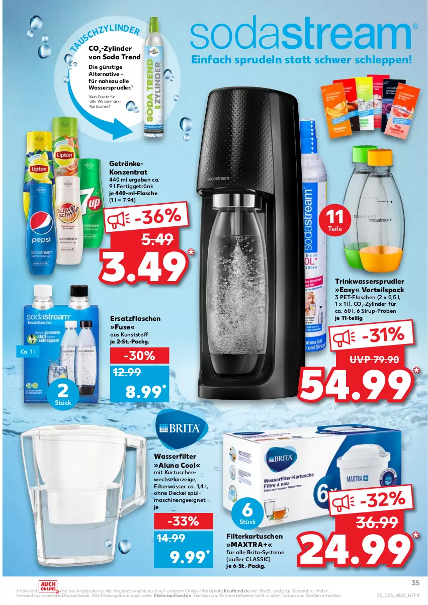 Aktueller Prospekt Kaufland - von 20.01 bis 26.01.2022 - strona 35 - produkty: angebot, angebote, brita, decke, Deckel, eis, Elan, filterkartuschen, flasche, getränk, getränke, Maxtra, pet-flasche, pet-flaschen, schuhe, sirup, Soda, Sprudel, spülmaschinen, Ti, wasser, wasserfilter, wassersprudler