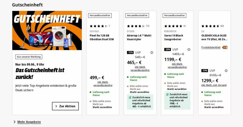 Aktueller Prospekt Saturn - Prospekte - von 19.05 bis 28.05.2025 - strona 1 - produkty: Airwrap, angebot, angebote, decke, Dual SIM, Dyson, Dyson Airwrap, gutschein, lack, LG, ndk, saro, Saugroboter, sim, Ti, top-angebot, uhr, versandkostenfrei, wrap