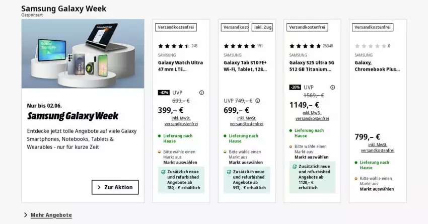 Aktueller Prospekt Saturn - Prospekte - von 19.05 bis 28.05.2025 - strona 2 - produkty: angebot, angebote, decke, ndk, notebook, notebooks, Samsung, samsung galaxy, samsung galaxy watch, smartphone, smartphones, tablet, Tablets, Ti, versandkostenfrei