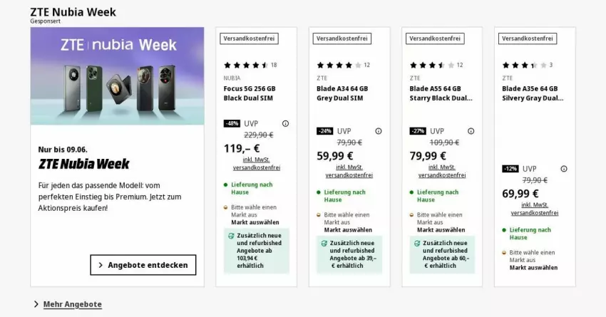 Aktueller Prospekt Saturn - Prospekte - von 19.05 bis 28.05.2025 - strona 4 - produkty: aktionspreis, angebot, angebote, decke, dell, Dual SIM, eis, lack, Mode, ndk, reis, sim, Ti, versandkostenfrei, ZTE
