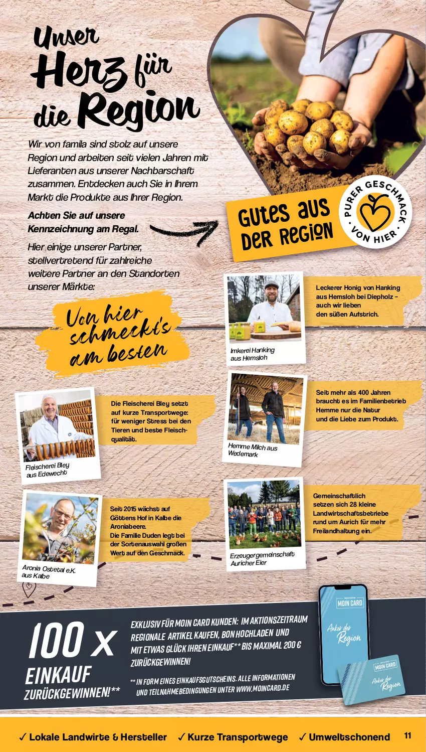 Aktueller Prospekt Famila - Prospekte - von 04.09 bis 09.09.2023 - strona 11 - produkty: aufstrich, beere, bley, decke, eier, eis, elle, fleisch, Fleischerei, gutschein, Holz, honig, leine, mac, milch, natur, Rauch, regal, Schere, Sport, teller, Ti, Tiere