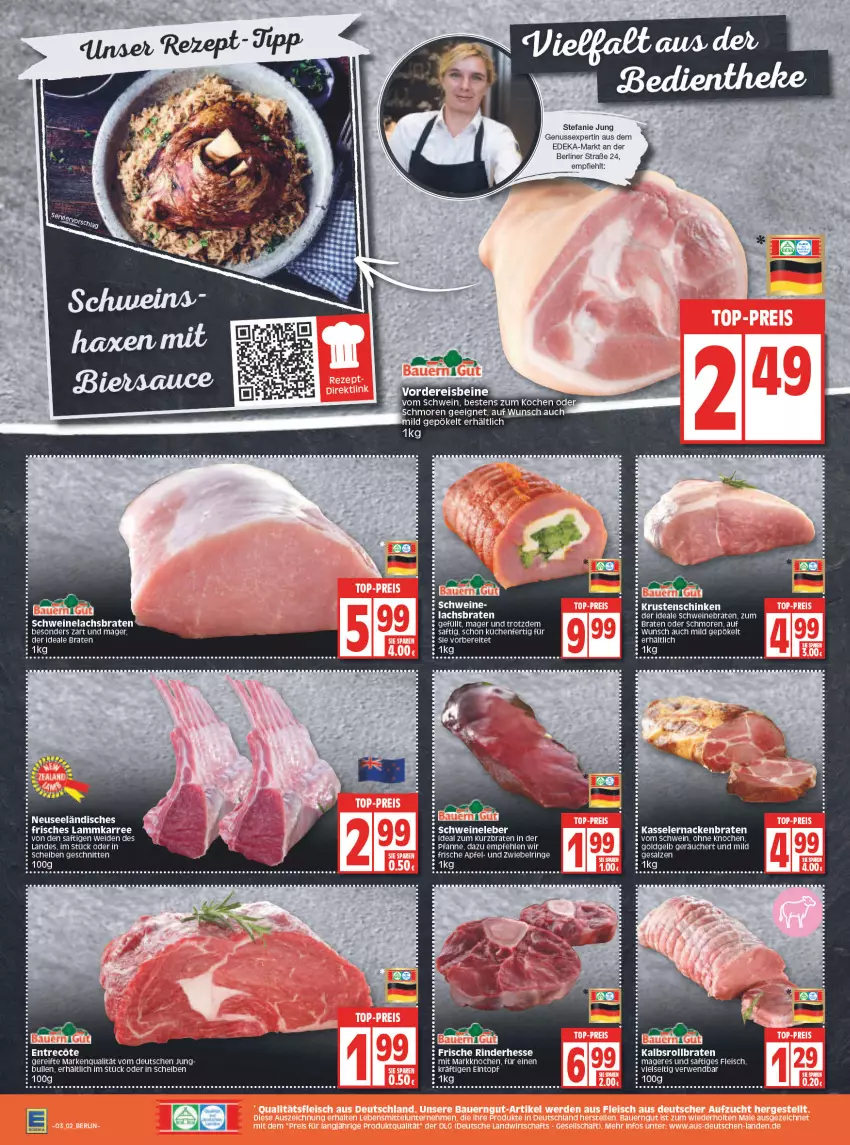 Aktueller Prospekt Edeka - Angebote der Woche - von 17.01 bis 22.01.2022 - strona 2 - produkty: apfel, berliner, braten, deka, eis, elle, fleisch, kasseler, Krustenschinken, küche, Küchen, lachs, Lachsbraten, lamm, nuss, pfanne, rind, rinder, ring, rollbraten, rwe, saft, salz, schinken, schnitten, schwein, schweine, schweinebraten, Schweinelachs, Schweineleber, Ti, wein, weine, zwiebel