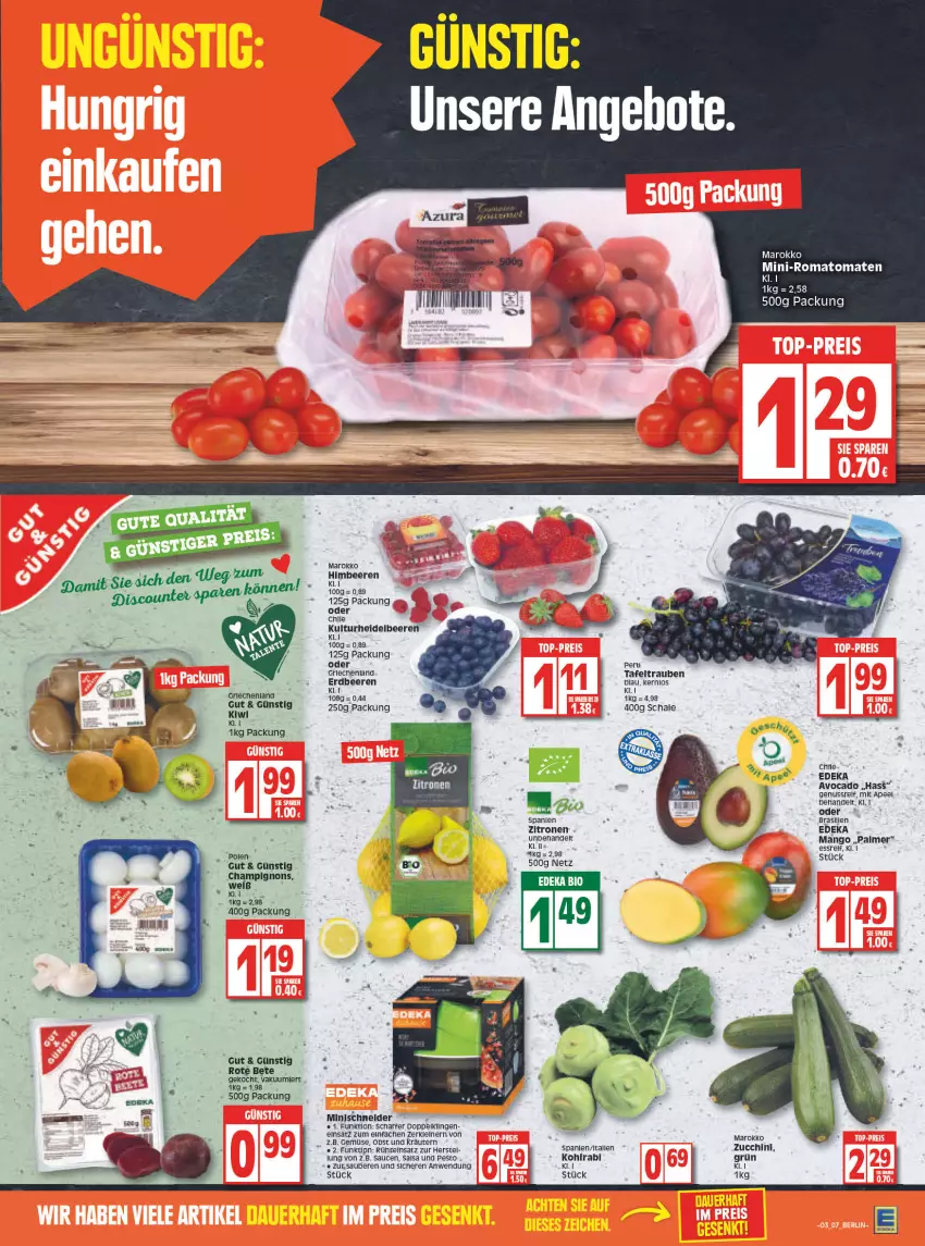 Aktueller Prospekt Edeka - Angebote der Woche - von 17.01 bis 22.01.2022 - strona 7 - produkty: angebot, avocado, beere, beeren, bio, deka, edeka bio, erdbeere, erdbeeren, heidelbeere, heidelbeeren, himbeer, himbeere, himbeeren, kiwi, kohlrabi, kräuter, kräutern, leine, mango, nuss, obst, pesto, rel, Romatomaten, rote bete, Salsa, sauce, saucen, Schal, Schale, tafeltrauben, Ti, tomate, tomaten, trauben, zitrone, zitronen