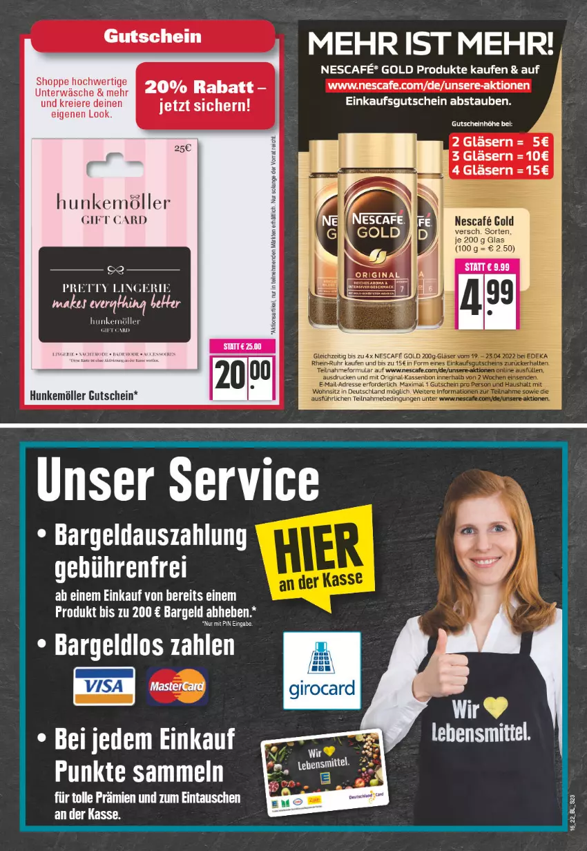 Aktueller Prospekt Edeka - Angebote der Woche - von 18.04 bis 23.04.2022 - strona 23 - produkty: eier, Gläser, gutschein, lebensmittel, nescafe, tee, Ti, Unterwäsche