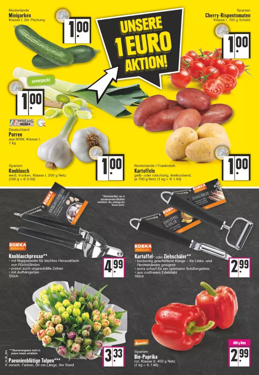 Aktueller Prospekt Edeka - Angebote der Woche - von 18.04 bis 23.04.2022 - strona 4 - produkty: angebot, blume, blumen, deka, edelstahl, HP, kartoffel, knoblauch, Knoblauchpresse, tee, Ti