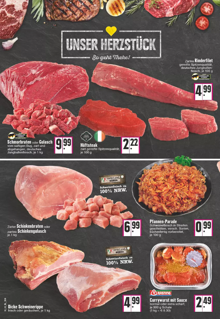 Aktueller Prospekt Edeka - Angebote der Woche - von 18.04 bis 23.04.2022 - strona 8 - produkty: braten, eis, elle, ente, filet, fleisch, gulasch, hüftsteak, jungbullen, küche, Küchen, rind, rinder, rinderfilet, schinken, schmorbraten, schnitten, spitzenqualität, steak, tee, Ti