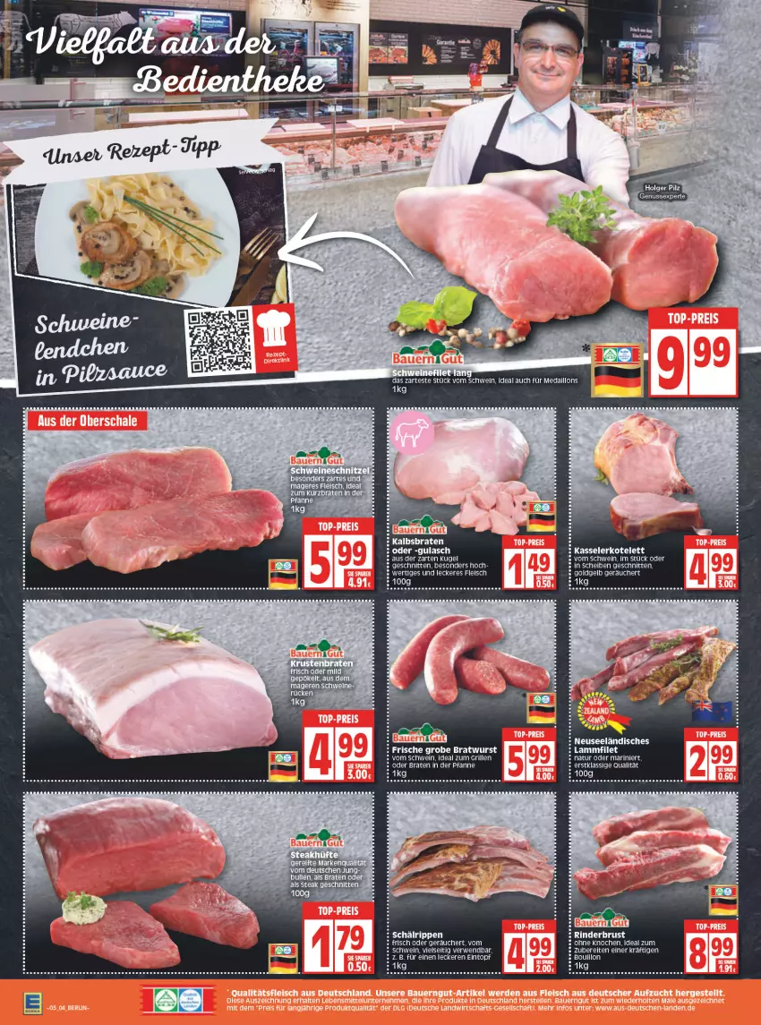 Aktueller Prospekt Edeka - Angebote der Woche - von 31.01 bis 05.02.2022 - strona 4 - produkty: braten, bratwurst, eintopf, eis, filet, fleisch, grill, grobe bratwurst, gulasch, ideal zum grillen, kasseler, kotelett, Kugel, lamm, natur, pfanne, Rippen, rwe, schnitten, schwein, steak, tee, Ti, topf, wein, wurst