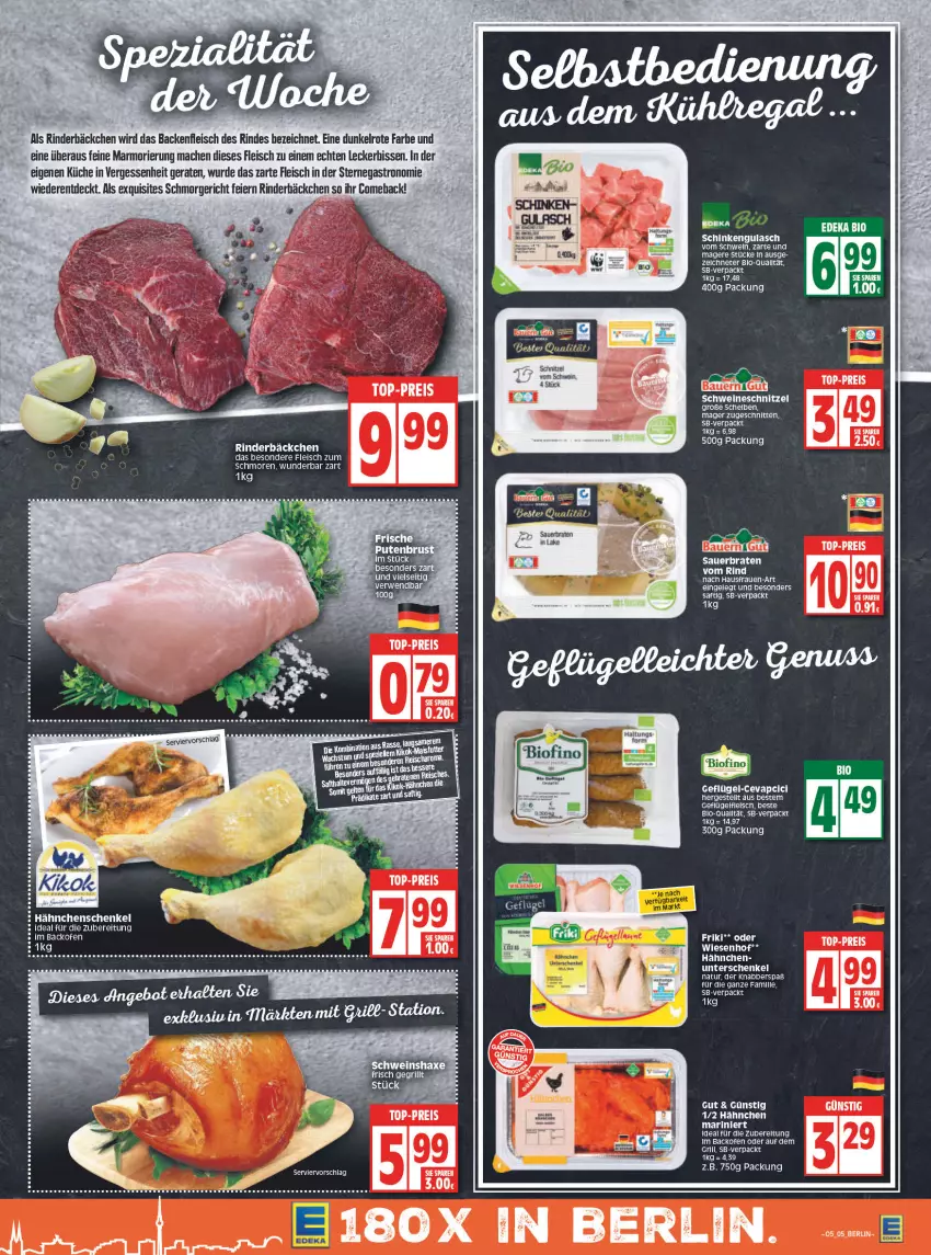 Aktueller Prospekt Edeka - Angebote der Woche - von 31.01 bis 05.02.2022 - strona 5 - produkty: auer, backofen, Bau, Bauer, braten, deka, eier, eis, elle, ente, fleisch, Geflügel, gulasch, hähnchenschenkel, henkel, küche, mac, natur, Ofen, reis, rind, rinder, saft, schenkel, schinken, schnitten, schnitzel, schwein, schweine, schweineschnitzel, tee, Ti, Tiere, top-preis, wein, weine, wiesenhof