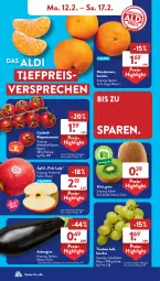 Gazetka promocyjna AldiSud - NÄCHSTE WOCHE - Gazetka - ważna od 17.02 do 17.02.2024 - strona 4 - produkty: aldi, aubergine, cocktail, eis, gin, kiwi, mandarine, mandarinen, Pink Lady, reis, rispentomaten, Schal, Schale, Ti, tomate, tomaten, trauben, ZTE