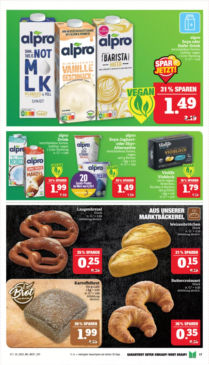 Aktueller Prospekt Marktkauf - Prospekt - von 05.11 bis 11.11.2023 - strona 17 - produkty: alpro, asti, Becher, brötchen, butter, Croissant, deutschland card, eis, hafer, joghur, joghurt, reis, Skyr, soya, Ti, tisch, weizenbrötchen, ZTE