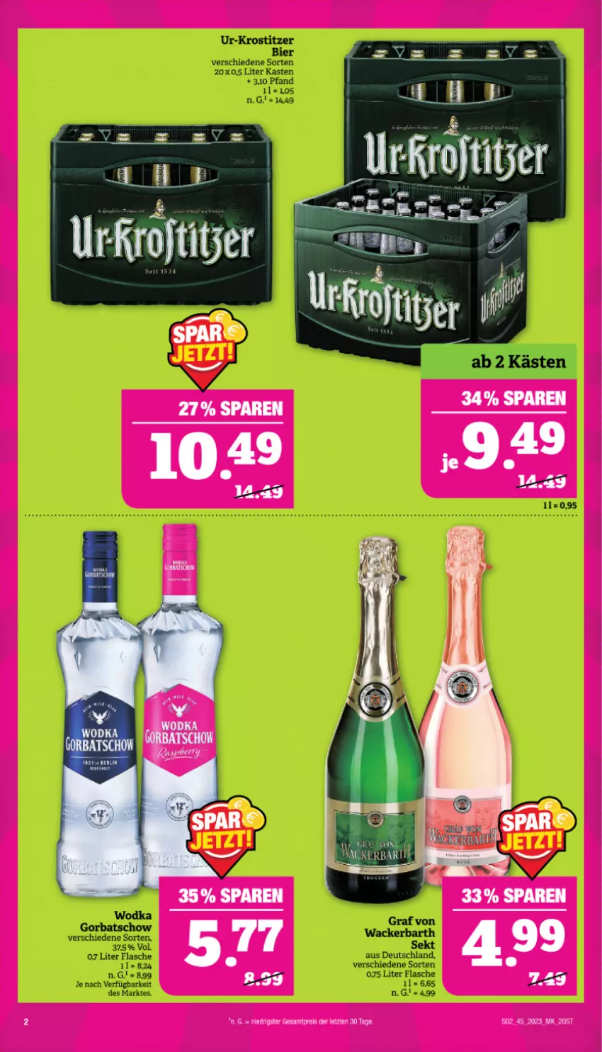 Aktueller Prospekt Marktkauf - Prospekt - von 05.11 bis 11.11.2023 - strona 2 - produkty: bier, flasche, Gorbatschow, Ti, wodka