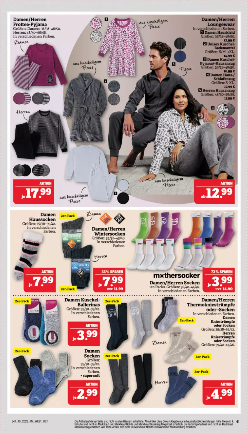 Aktueller Prospekt Marktkauf - Prospekt - von 05.11 bis 11.11.2023 - strona 41 - produkty: ball, Ballerinas, eis, Haussocken, Pyjama, reis, schuhe, socken, Sport, strümpfe, tee, Ti, Wintersocken