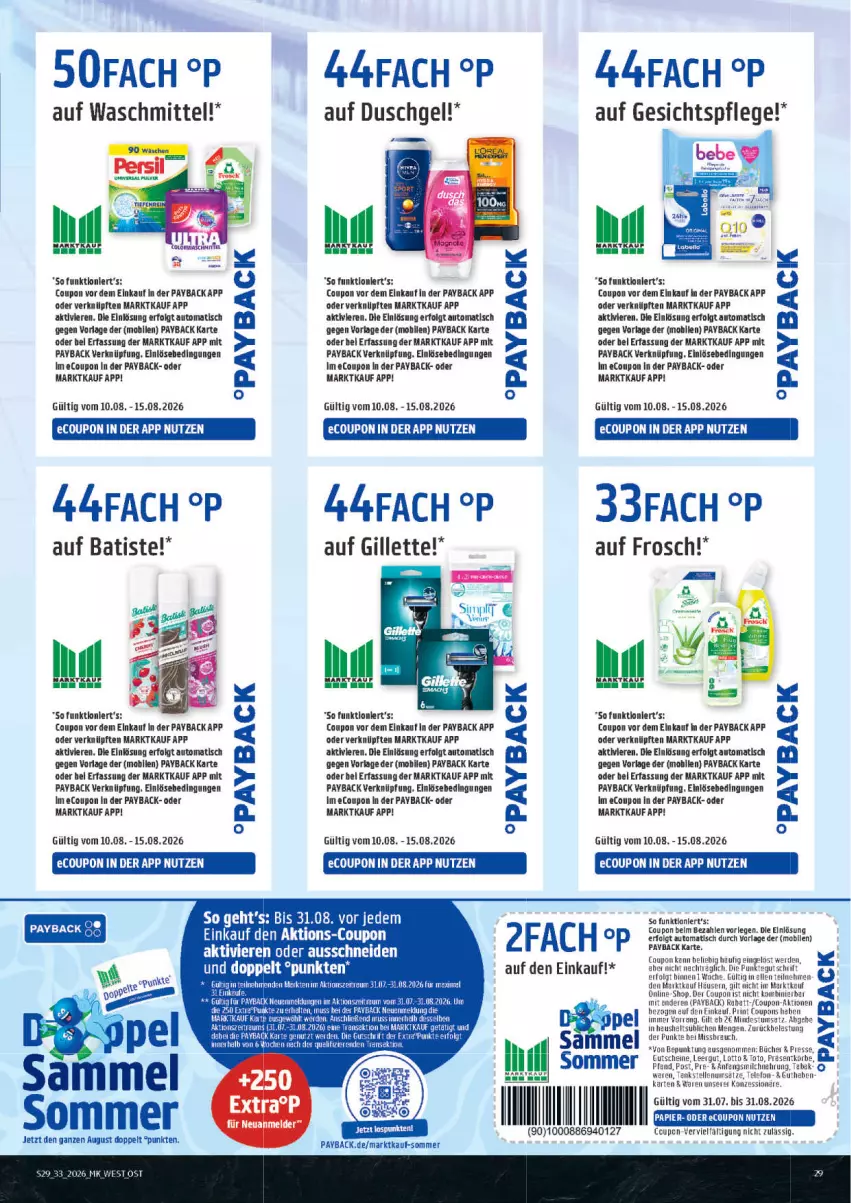 Aktueller Prospekt Marktkauf - Prospekt - von 09.08 bis 15.08.2026 - strona 29 - produkty: auto, coupon, coupons, duschgel, elle, erde, Frosch, gesichtspflege, gillette, LG, milch, payback, persil, Rauch, sim, Sofa, telefon, Ti, tisch, venus, waschmittel