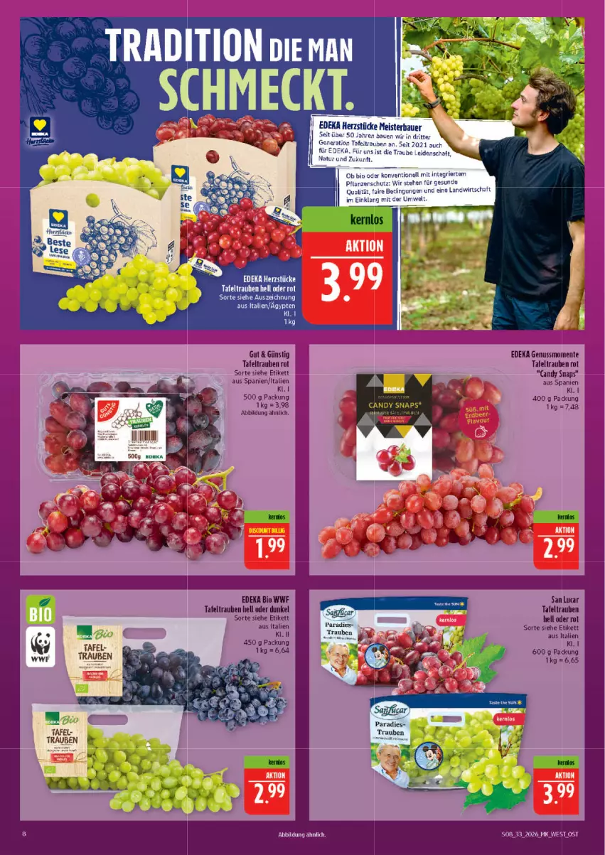 Aktueller Prospekt Marktkauf - Prospekt - von 09.08 bis 15.08.2026 - strona 8 - produkty: Bau, bio, deka, edeka bio, ente, natur, nuss, pflanze, pflanzen, ritter, tafeltrauben, Ti, trauben