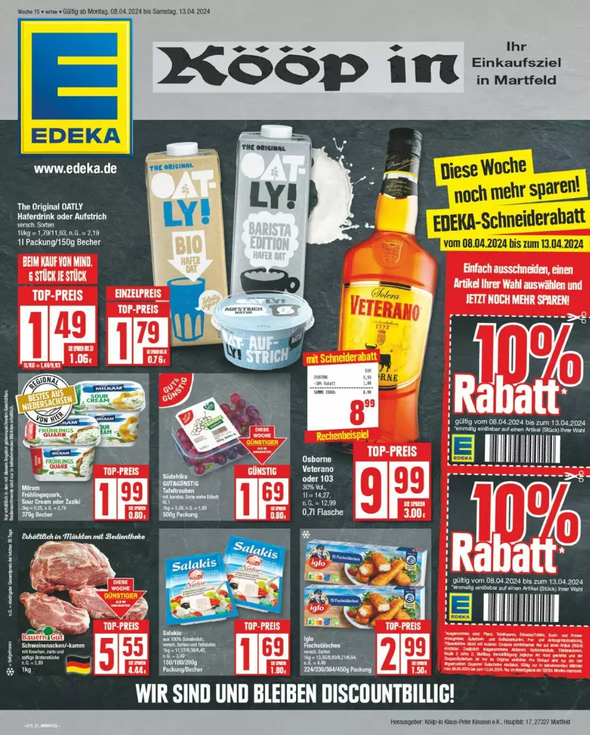 Aktueller Prospekt Edeka - Prospekte - von 08.04 bis 13.04.2024 - strona 1 - produkty: Becher, discount, gin, tafeltrauben, Ti, trauben