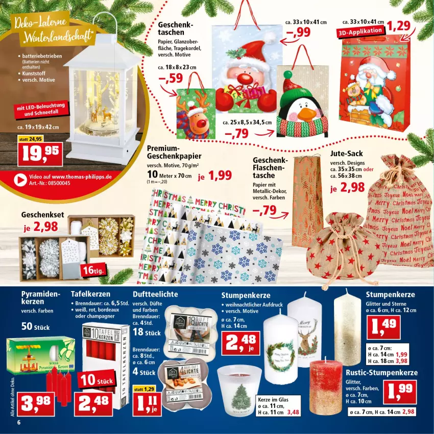 Aktueller Prospekt Thomas Philipps - Prospektwerbung - von 13.12 bis 18.12.2021 - strona 6 - produkty: arla, auer, Duftteelichte, flasche, Geschenkpapier, kerze, LG, papier, sac, Tasche, taschen, tee, Teelicht, teelichte, Ti