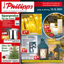 Gazetka promocyjna Thomas Philipps - Prospektwerbung - Gazetka - ważna od 18.12 do 18.12.2021 - strona 1 - produkty: akku, batterie, batterien, Bau, Baumschmuck, deka, dekoration, ente, grundig, in-ear-kopfhörer, kopfhörer, ladekabel, laterne, leds, rel, Schmuck, Ti, usb, ZTE