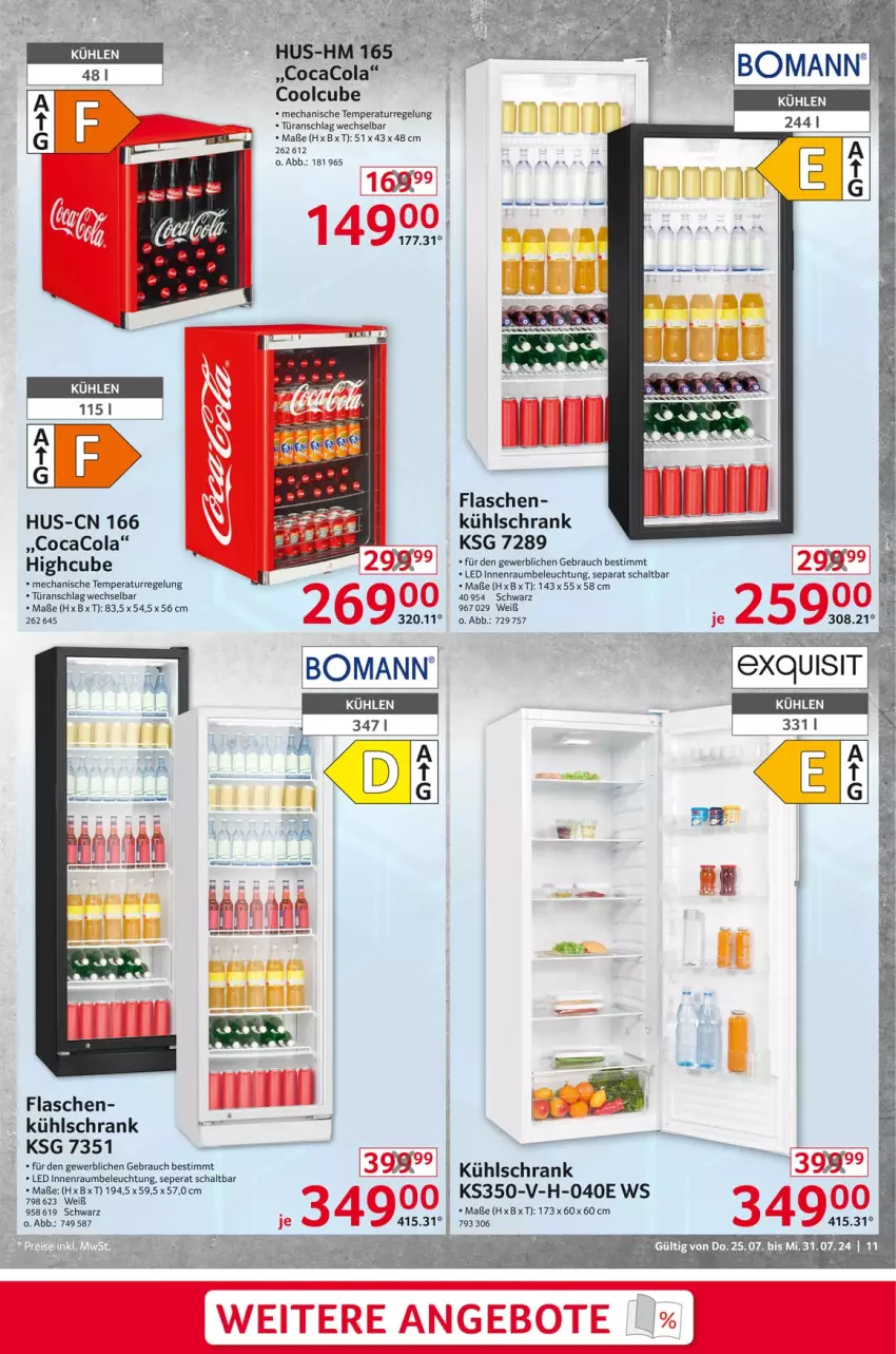 Aktueller Prospekt Selgros - Non Food - von 25.07 bis 31.07.2024 - strona 11 - produkty: angebot, angebote, beleuchtung, bomann, cola, flasche, kühlschrank, Rauch, Schal, Schrank, Ti, türanschlag wechselbar