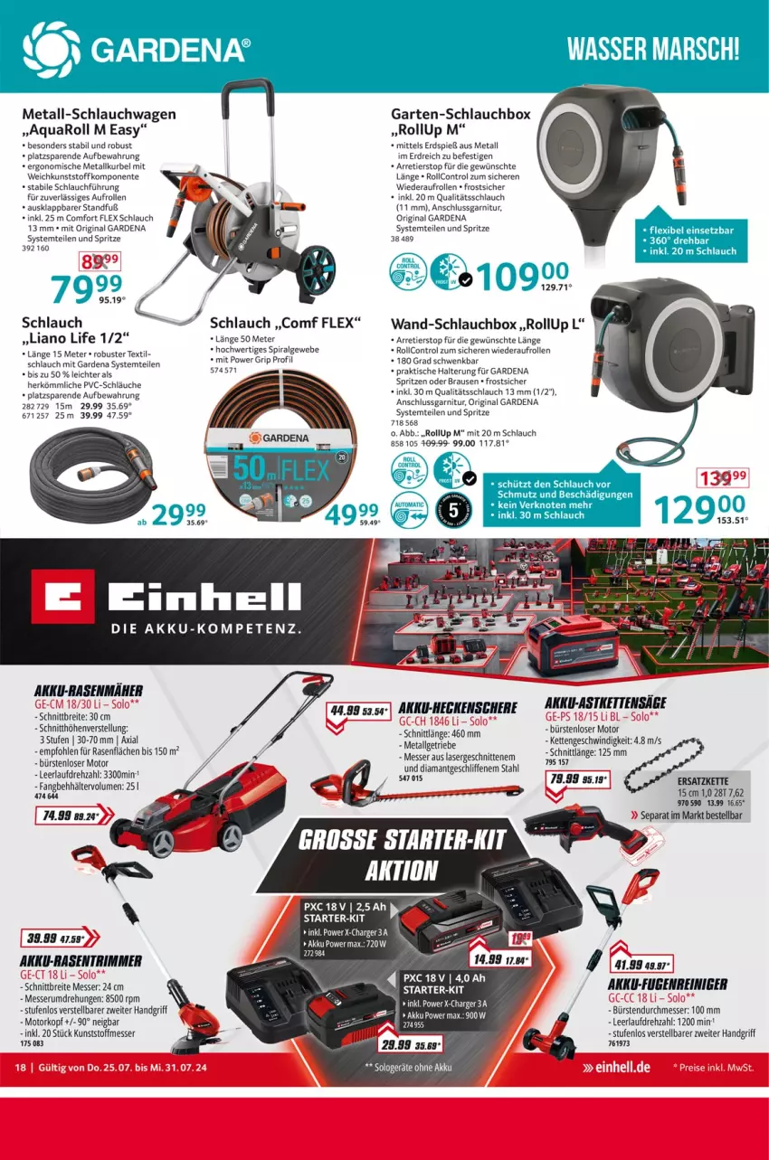 Aktueller Prospekt Selgros - Non Food - von 25.07 bis 31.07.2024 - strona 18 - produkty: akku, akku-heckenschere, aqua, brause, Brei, bürste, bürsten, ente, gardena, garnitur, Garten, gin, heckenschere, Kette, LG, mars, messer, rasen, rasenmäher, rasentrimmer, reiniger, rum, säge, Scanner, Schere, schlauch, schläuche, schlauchwagen, schnitten, senf, Serum, Ti, tisch, wasser