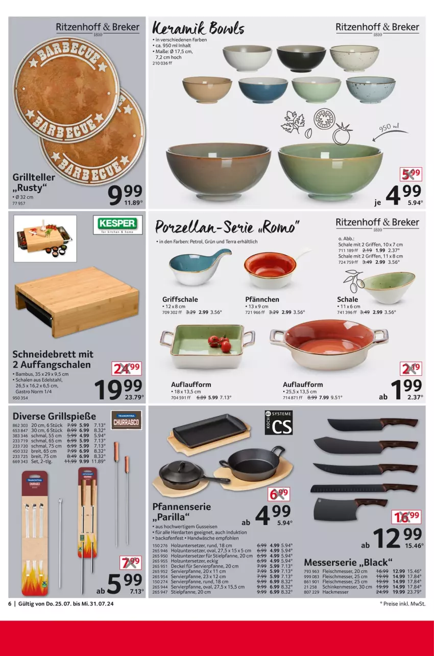 Aktueller Prospekt Selgros - Non Food - von 25.07 bis 31.07.2024 - strona 6 - produkty: backofen, bambus, Brei, decke, Deckel, edelstahl, eis, Elan, elle, fleisch, grill, Grillspieße, Grillteller, herdarten, Holz, lack, LG, messer, Ofen, pfanne, pfannen, reis, Schal, Schale, schinken, schneidebrett, Stielpfanne, teller, Ti, Untersetzer