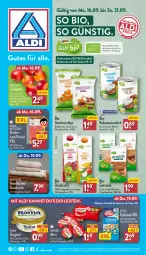 Gazetka promocyjna Aldi Nord - Von Montag - Gazetka - ważna od 21.09 do 21.09.2024 - strona 1 - produkty: aldi, babybel, beutel, bio, chips, direktsaft, duschtuch, eis, Elan, elle, erdnüsse, fleisch, frucht, gin, hackfleisch, handtücher, kokos, kokosnuss, Kokosnussmilch, meersalz, milch, nuss, Pink Lady, rama, rind, rinder, rinderhackfleisch, saft, salz, Schal, Schale, tafeläpfel, teller, Ti, trolli, tuc, tücher, ültje, ültje erdnüsse, ZTE