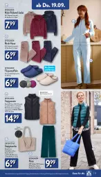 Gazetka promocyjna Aldi Nord - Von Montag - Gazetka - ważna od 21.09 do 21.09.2024 - strona 21 - produkty: bio, dell, Finish, gin, hose, Jacke, Mode, Pantoffeln, Pullover, Ria, Tasche, Ti, up2fashion, Weste, ZTE