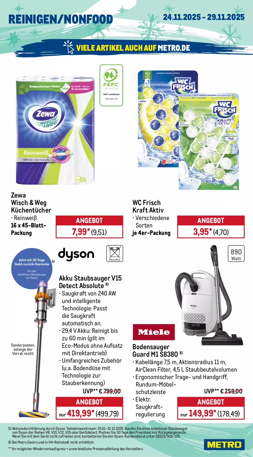 Aktueller Prospekt Metro - Wochen-Angebote Gastro - von 24.11 bis 29.11.2025 - strona 19 - produkty: akku, angebot, auer, auto, beutel, bodensauger, Dyson, edelstahl, eis, elle, ente, geschirr, geschirrspüler, Gläser, Glühwein, Intel, korb, kraft, küche, Küchen, küchenmaschine, küchentücher, LG, mac, Metro, metro gastro, möbel, Rauch, reis, rwe, Schneebesen, schüssel, sonderposten, staubbeutel, staubsauger, teller, thermostat, Ti, Tiere, tisch, tücher, wasser, wc frisch, WC Frisch Kraft Aktiv, wein, werkzeug, werkzeuge, zewa