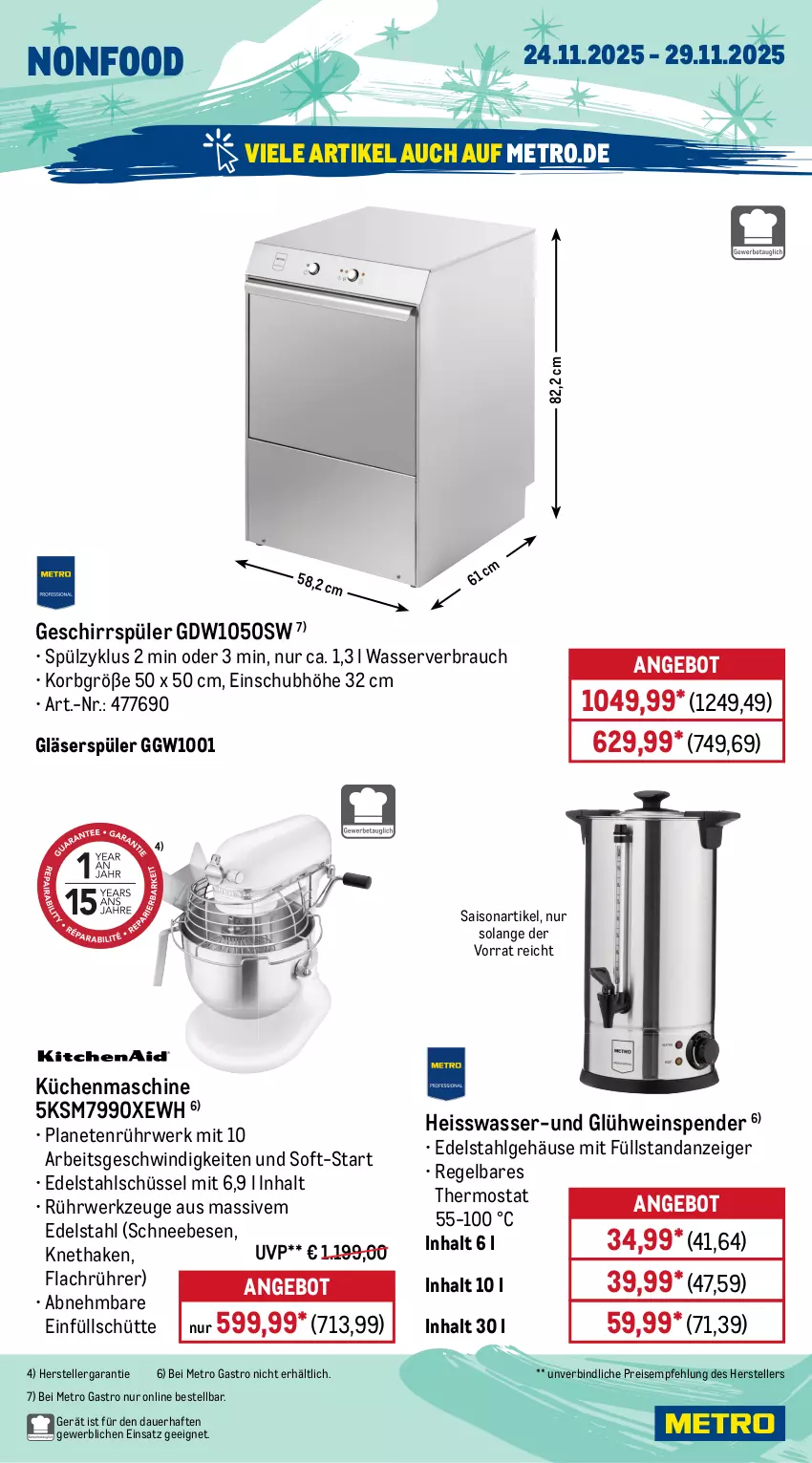 Aktueller Prospekt Metro - Wochen-Angebote Gastro - von 24.11 bis 29.11.2025 - strona 20 - produkty: akku, angebot, auer, auto, beutel, bodensauger, Dyson, edelstahl, eis, elle, ente, geschirr, geschirrspüler, Gläser, Glühwein, Intel, korb, kraft, küche, Küchen, küchenmaschine, küchentücher, LG, mac, Metro, metro gastro, möbel, Rauch, reis, rwe, Schneebesen, schüssel, sonderposten, staubbeutel, staubsauger, teller, thermostat, Ti, Tiere, tisch, tücher, wasser, wc frisch, WC Frisch Kraft Aktiv, wein, werkzeug, werkzeuge, zewa