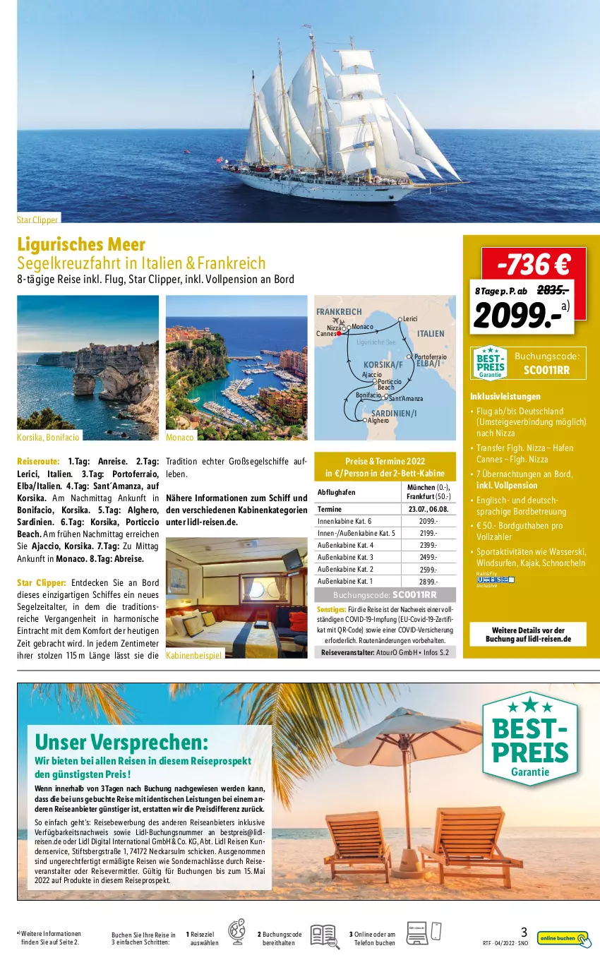 Aktueller Prospekt Lidl - Themenflyer April 2022 - von 13.04 bis 15.06.2022 - strona 3 - produkty: ACC, bestpreis, bett, Brei, buch, decke, eis, erde, hero, Heu, inklusivleistungen, Kajak, LG, reis, reiseveranstalter, Sport, Surf, telefon, Ti, tisch, wasser