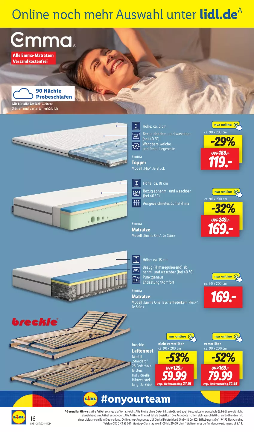 Aktueller Prospekt Lidl - Aktionsprospekt - von 17.06 bis 22.06.2024 - strona 20 - produkty: angebot, angebote, dell, eis, elle, federkern, Holz, latte, lattenrost, Liege, matratze, matratzen, Mode, ndk, reis, rel, Ria, Schal, Schale, Tasche, taschen, telefon, Ti, topper, uhr, versandkostenfrei, Yo